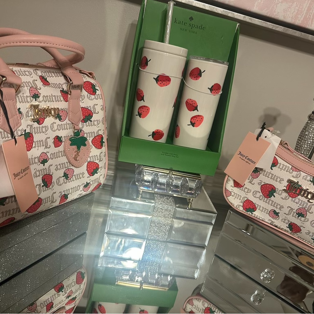 Juicy Couture Pink and White Strawberry Bag Set